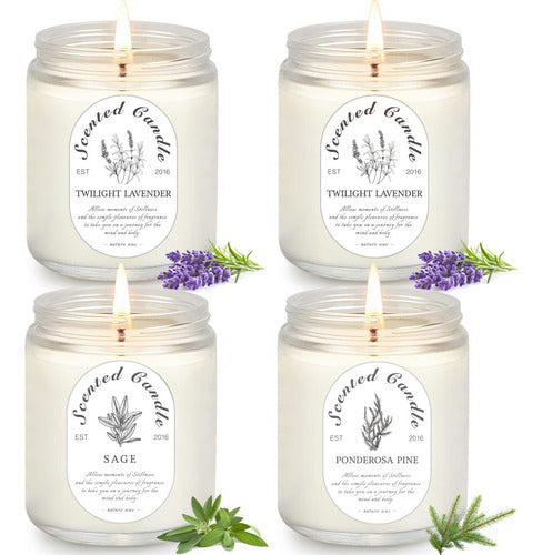 4 Velas De Paquete Para El Hogar Aroma, Velas De Lavanda, 4x 0