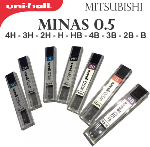 6 Tubo De 12 Minas Uni 0,5 P/ Portamina Mitsubishi 4h A 4b 3