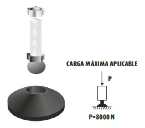 PIAZ CONVEYOR Machine Base Ø 60 Metal Thread M12x100 Stainless Steel 2