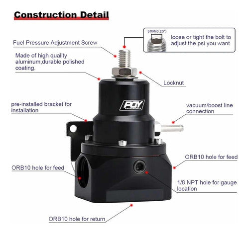 PQY Performance Fuel Regulator Dosage AN10 High Flow 4