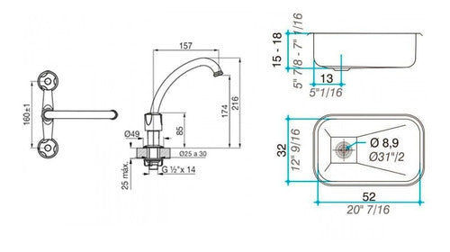 Johnson Simple Kitchen Sink Combo ZZ 52/18 + FV Faucet 1