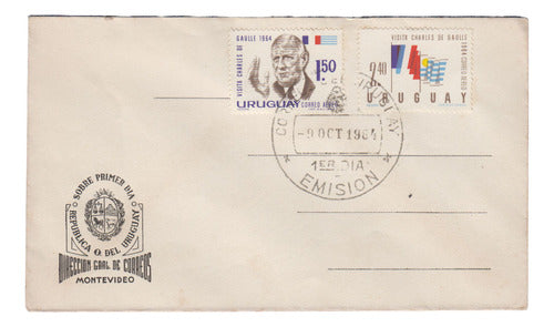 1964 Visita Charles De Gaulle A Uruguay Sobre Fdc Con Sellos 0