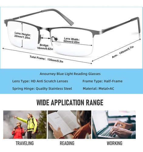 Gafas De Bloqueo De Luz Azul De Anourney, Lectura De La Comp 1