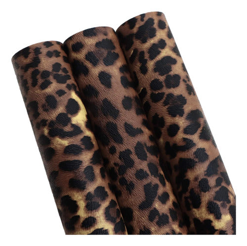 Cuero Sintético Leopardo Para Manualidades Y Accesorios 0