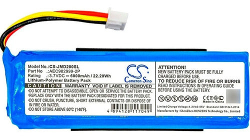 Cameron Sino Battery for JBL Charge Aec982999-2p Jmd200sl 6000mAh 1