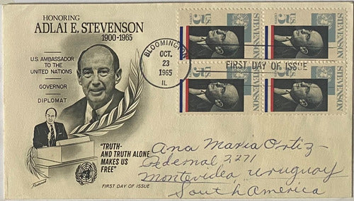 Sobre Primer Día, 1965, Usa Adlai Stevenson, Sp7 0