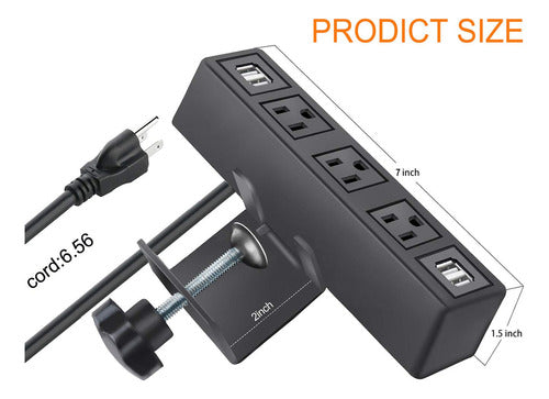 Cccei Desk Power Strip with 3 AC Outlets and 4 USB Ports 2