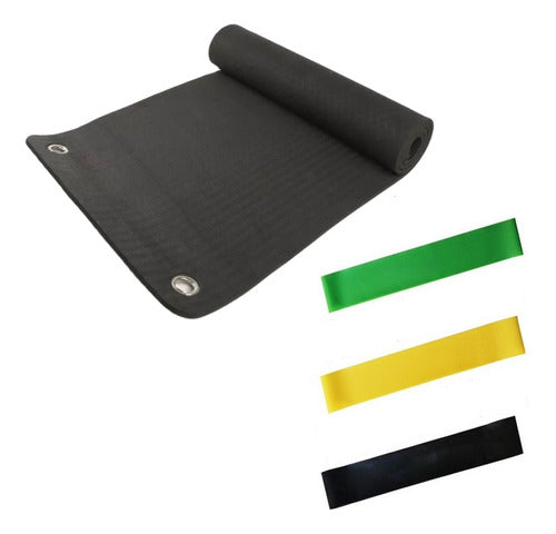 Yoga Mat TPE 10mm Non-Slip + Elastic Bands x3 7