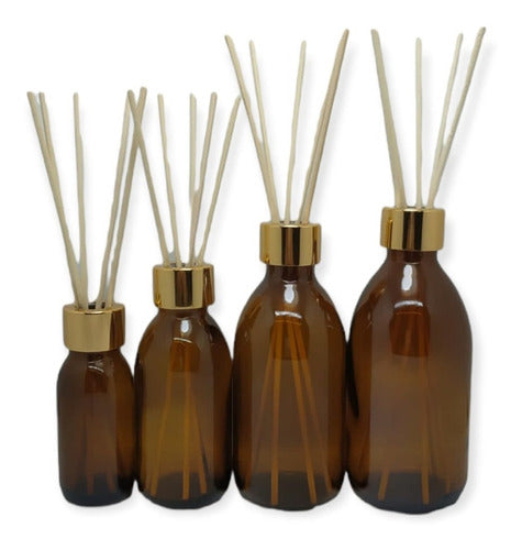 Distriplast Pack X5 Amber Glass Diffuser Bottles 60ml with Reeds 2