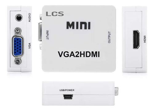 Adaptador Conversor Vga A Hdmi + Audio + Usb Lcs Full Hd 1