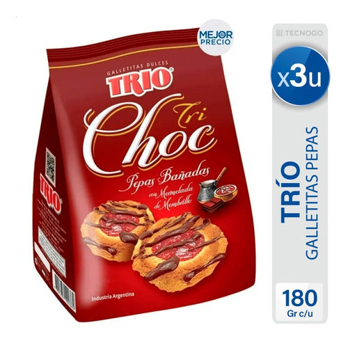 Trío Galletitas Pepas Dulces Tri Choc Membrillo Chocolate Pack X3 0