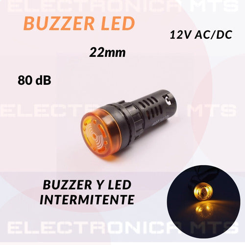 AD22-22SM Zumbador Buzzer Alarma Tablero 12V 22mm Led Amarillo 1