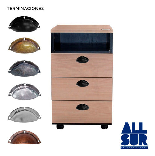 Del Sur Manija Tirador Cubeta Rosario Negro Cajon Mueble Cocina X 4 1