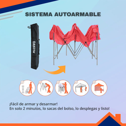 Dakota 3x3 Self-Assembling Folding Gazebo 3 Walls + Door Complete 32