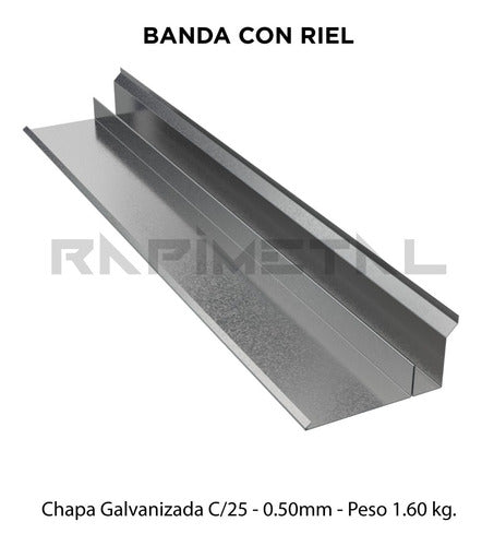 Zingueria Lateral Bajo Teja Banda Con Riel Galvanizado 1,22 2