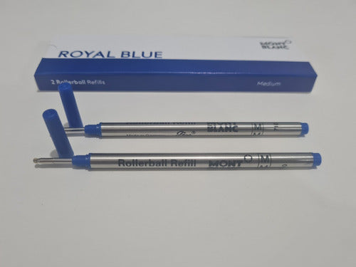 Kit De 2 Refil Tinta Carga Azul Caneta Mont Blanc Rollerball 0