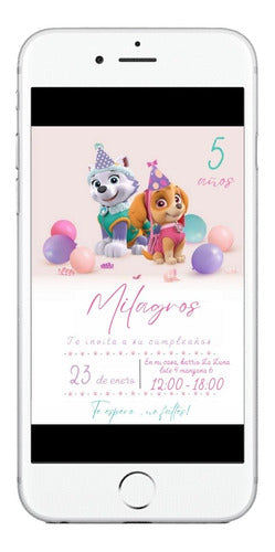 Invitación Cumpleaños Tarjeta Digital Paw Patrol Sky Everest 2