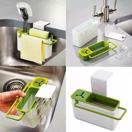 Organizador 3en1 Colgante Detergente Esponja Mesada Cocina 1