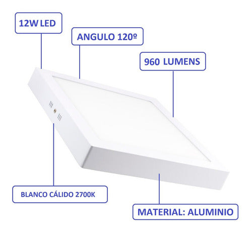 JA Pack X 5 Panel Plafon Led 12w Cuadrado Luz Fria / Calida 2