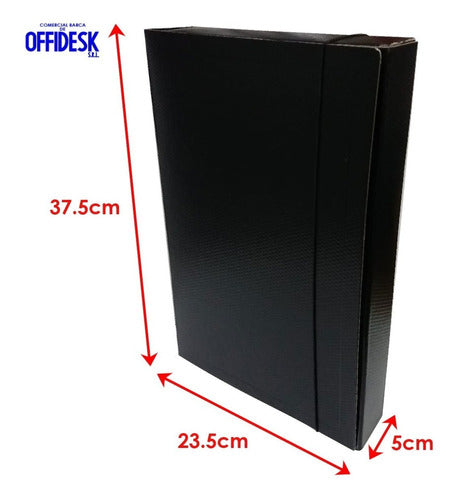 2 File Boxes with Elastic Closure Office Size 5.5 cm Spine Black 1