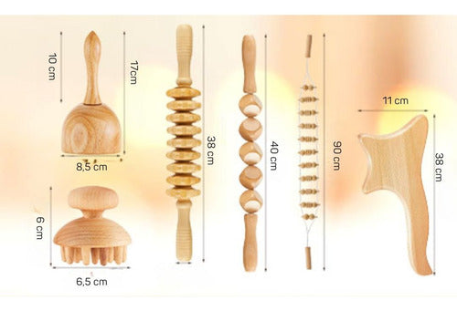 Kit Maderoterapia Corporal 6 Piezas Reduce Y Modela 6