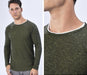 Men's Ribbed Knit Wool Sweater with Cotton Collar 0