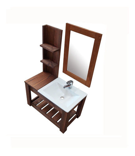 70cm Hanging Wood Vanity with Basin and Mirror - Free Shipping 80