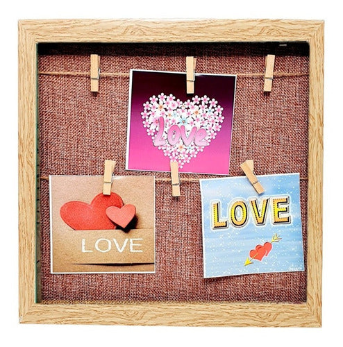 Decorative Wooden Picture Frame with Clips for Photos 30x30 136