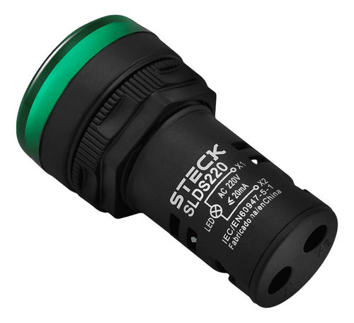 Steck LED Green Eyebolt 22mm 220V 2