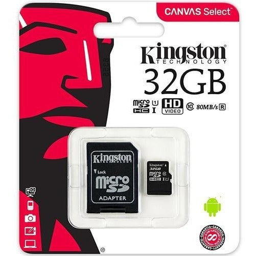 32GB Kingston Micro SD Memory Card Class 10 80MB/s + Adapter 1
