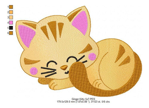 Embroidery Machine Animal Cat Kitten Orange Matrix 741 4