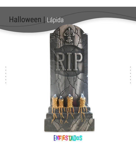 Enfiestados Halloween Tombstone Decoration With 4 LED Candles 2