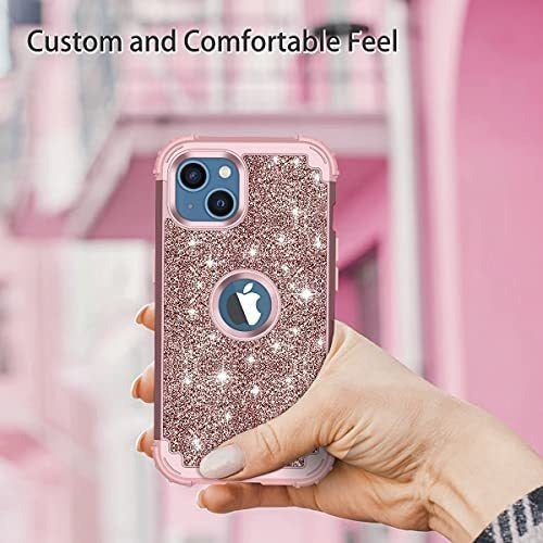 Funda Para iPhone 13 Shockproof Brillo Glitter Oro Rosa 7