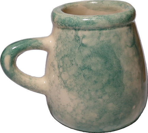 Handcrafted Ceramic Mate Cup with Green Handle 0