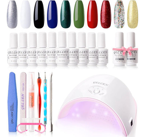 ~? Gellen 10 Colores Gel Nail Polish Kit Con Luz Uv / Led, S 0