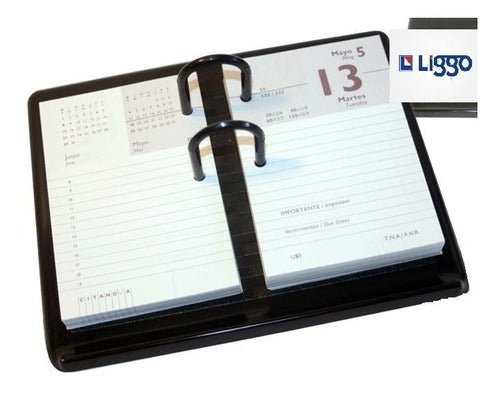 Desk Calendar Stand + Refillable Desk Pad for Current Year 0
