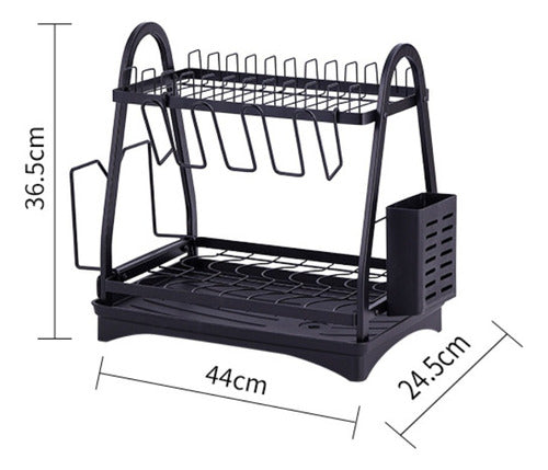 Generic Dish Drainer with Cup Holder and Cutlery Holder - Metal 1