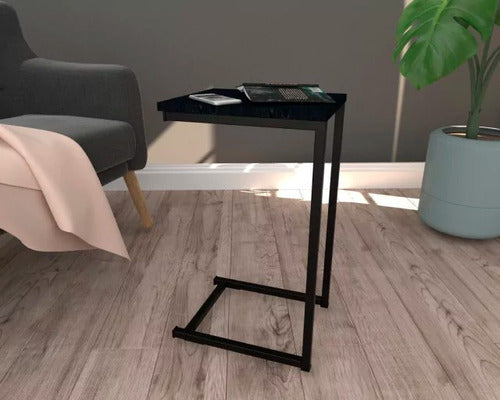 Modern High Side Table with Metal Base and Wooden Top 32