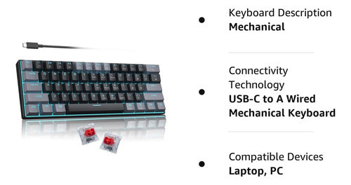 Camiysn 60% Mechanical Gaming Keyboard with Blue Backlight 6