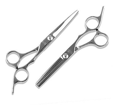 ELFINA Hair Cutting Shears / Scissors and Barber Thinning/Texturizing Set-Size 6.0" Silver 1