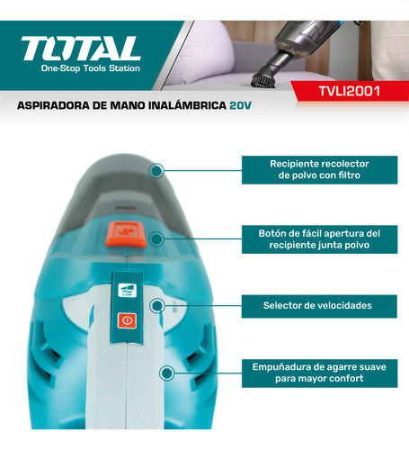 Total Tools Wireless Vacuum Cleaner 20V with Battery and Charger 2