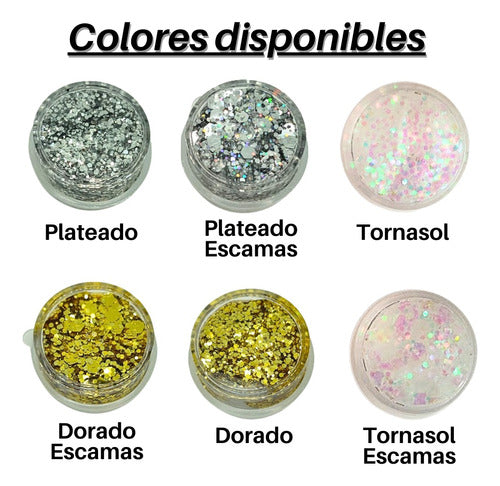 Pepitas Baires Glitter En Gel Mini X6 Varios Colores Mas Mini Gema 1