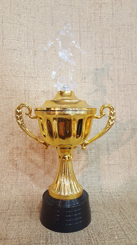 CABPremiaciones Copa Plástica Asas Trofeo Futbol Jugador Transparente 25cm 1