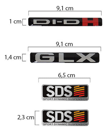 Kit Emblemas L200 Triton Glx 2011/2013 Di-dh Sds Resinado 7