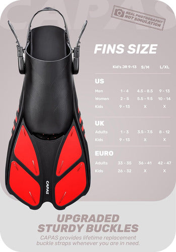 CAPAS Snorkel Fins, Snorkeling Fins Aleta De Baño Short Aletas 1