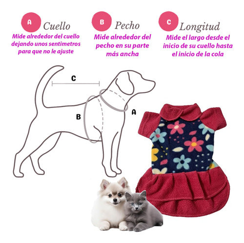 Kit Vestido Abrigo Polar Mascotas Fantasia Talle 6 + Bolsita 1