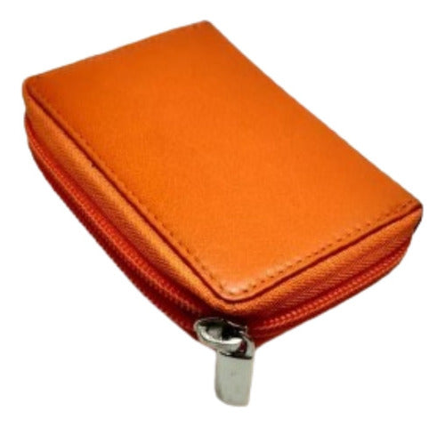 Fian Credit Card Holder - 11 Dividers - 100% Leather - Orange 0