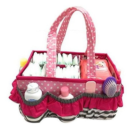 Bacati Elephants Girls Carrito De Almacenamiento De Tela Par 4