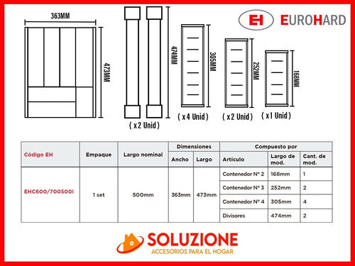 Euro Hard Cubiertero Acero Inoxidable 363 X 473 Nuevo 4