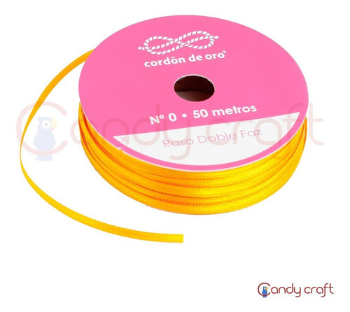 Cordón de Oro Cinta Raso N0 - 3mm - Cordon De Oro X 50 Metros - Stock 3